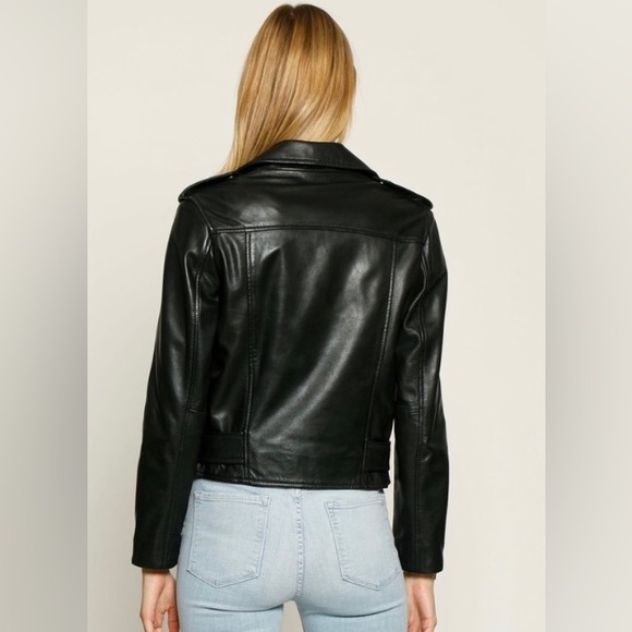 New Walter Baker Liz lamb leather Moto jacket in black - Picture 5 of 13